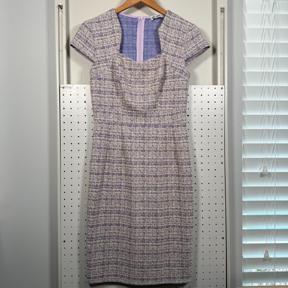 Grace Karin Pencil Dress Womens Purple Tweed Cap Sleeve Bodycon Midi - Small